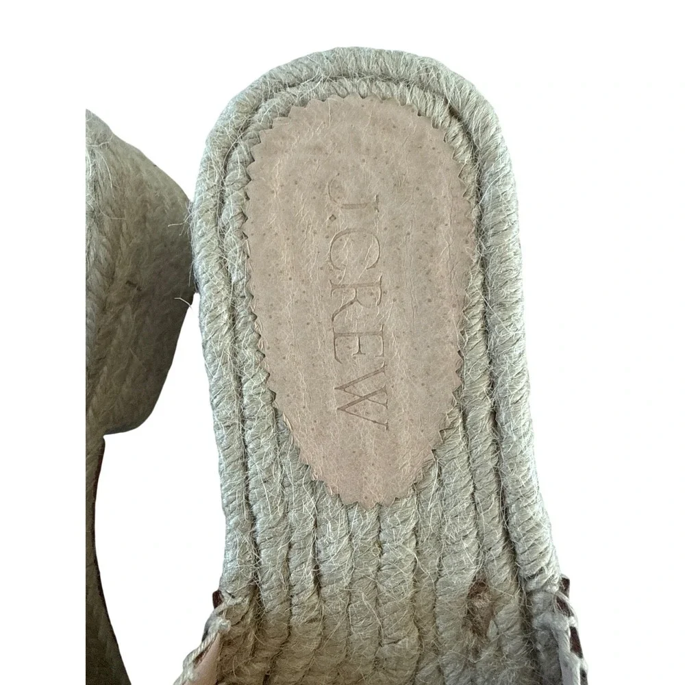 J. Crew Made-in-Spain Block Heel Espadrilles Leather Brown‎ 10 Summer 2025 $228